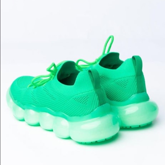 Azalea Wang Green Sock Trainer Retro Fashion Sneaker - Picture 6 of 7